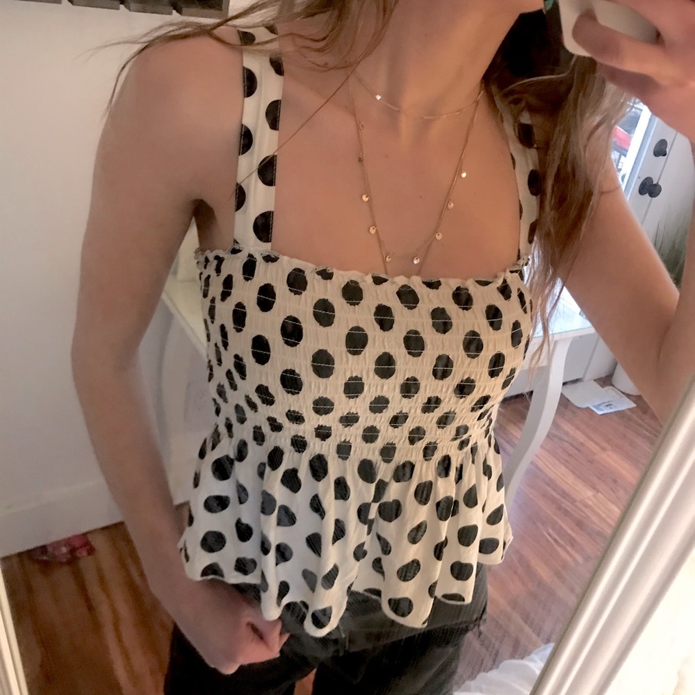 cute square neck tank with dots